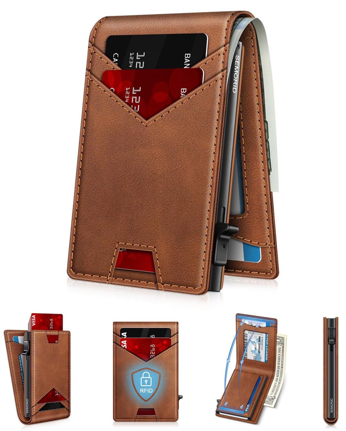 Valtro™ Pop-Up RFID Wallet (Brown Leather)