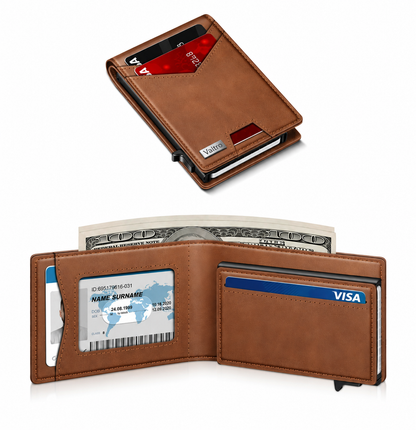Valtro™ Pop-Up RFID Wallet (Brown Leather)