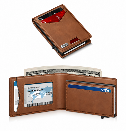 Valtro™ Pop-Up RFID Wallet (Brown Leather)