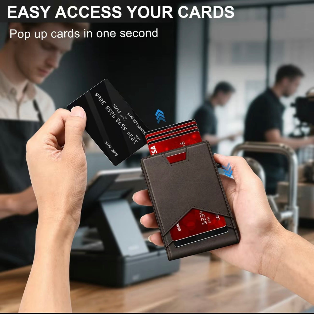 Valtro™ Pop-Up RFID Wallet (Dark Brown Leather)