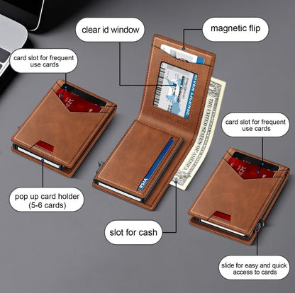 Valtro™ Pop-Up RFID Wallet (Brown Leather)
