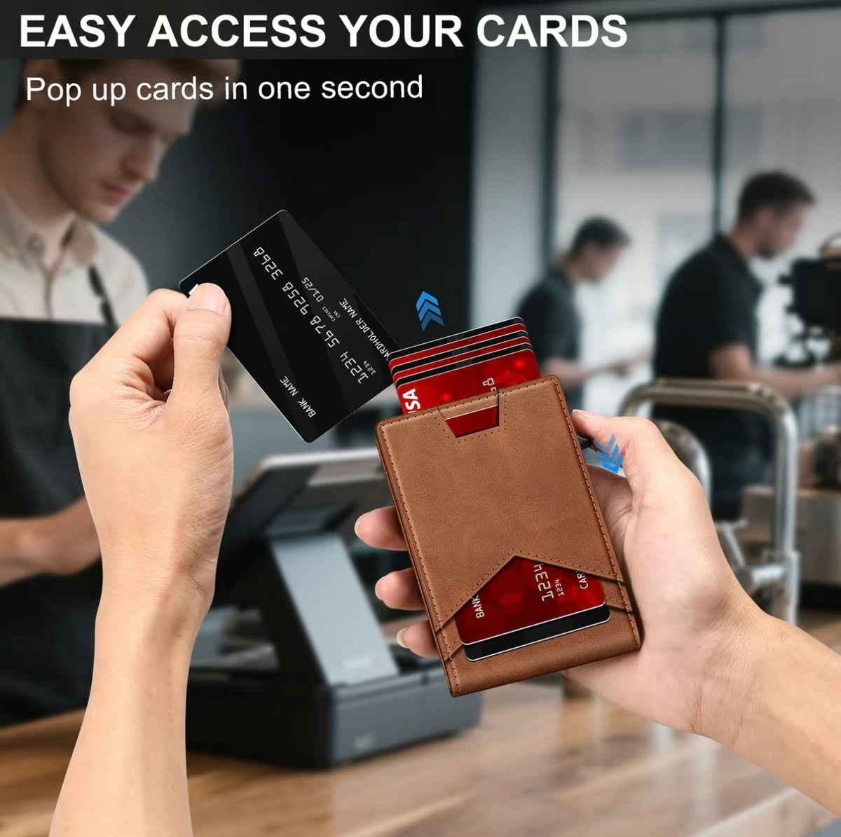 Valtro™ Pop-Up RFID Wallet (Brown Leather)