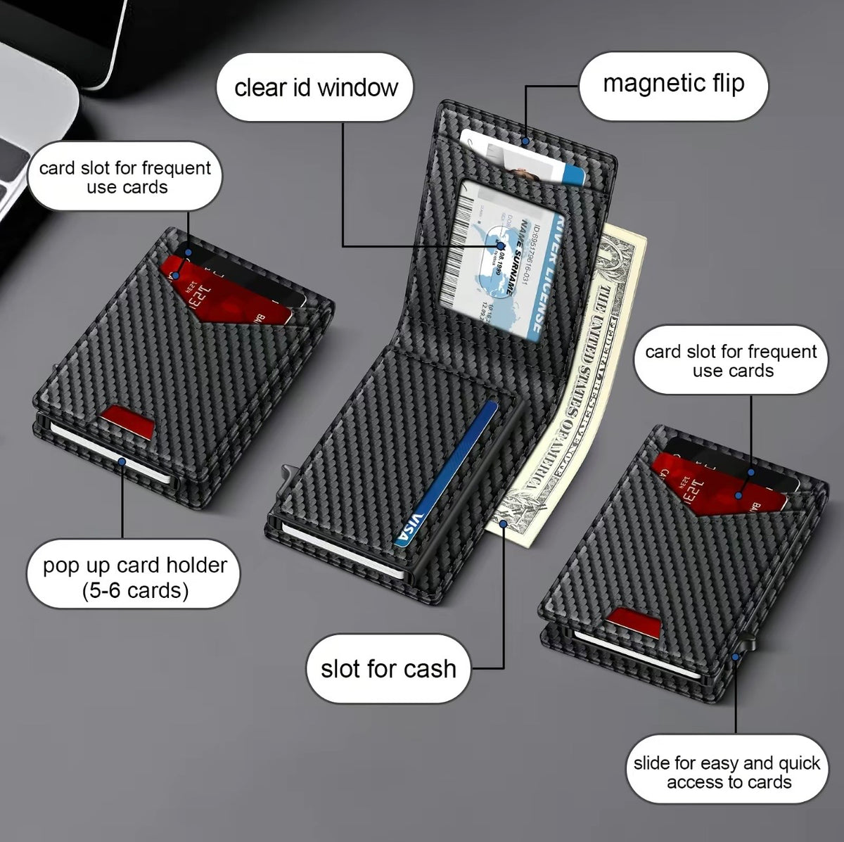 Valtro™ Pop-Up RFID Wallet (Carbon Black)