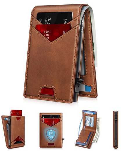 Valtro™ Pop-Up RFID Wallet (Brown Leather)